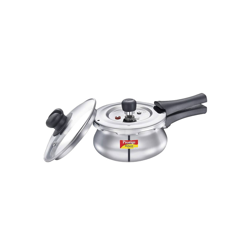 Prestige Deluxe Alpha Svachh Stainless Steel Pressure Cooker Handi with Glass Lid (1.5 Ltr)